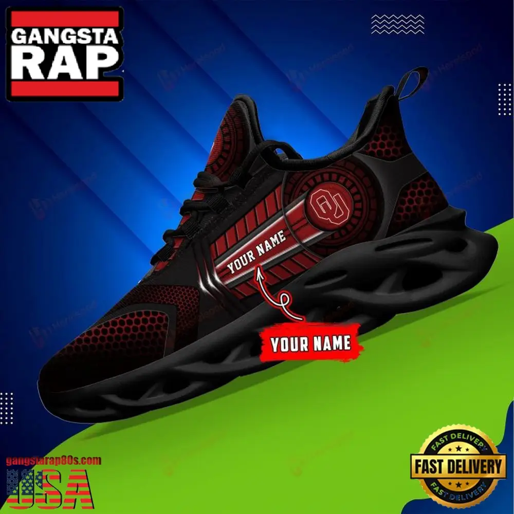 NCAA [Hot Sale] Oklahoma Sooners Custom Name Unique Design Max Soul Shoes Running Sneakers - Image 2
